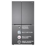 LG 655 L Frost-Free Smart Inverter Double Door Side-By-Side Refrigerator (2023 Model, GL-B257HDSY, Dazzle Steel, Express Freeze | Multi Air-Flow)