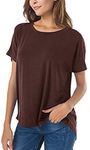 Short Sleeve Tops for Women Round Neck Loose Oversized T Shirt Basic Tees Blouse Coffee X-Large