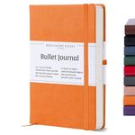 BEECHMORE BOOKS Dotted Journal Bullet Notebook, 8.3 x 5.8 inch 112 Dotted pages, Hardcover Grid Dot Leather Journals For Women, Men - 160 GSM Thick Paper, Gifts Box Included