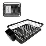 Anika 69049 Kitchen Dish Drainer Rack/Separate Cutlery Holder/Removable Drip Tray/Black Colour / 41 x 32 x 9.5cm