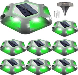 Solar Powered Driveway Lights, Green, Set of 8,Solar Dock Lights,Waterproof 800mAh Outdoor LED Aluminum Dock Lighting Warning for Driveway Sidewalk Garden Pathway Yard