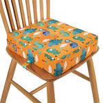 Toddler Booster Seat for Dining Chair, Stronger Support Non-Slip Bottom Double Safe Straps Booster Seat Dining Toddler, Portable Travel Increasing Cushion (Orange)