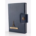 AICA Personalized Name & Charm Leather Notebook Diary - A5 Size, 200 Ruled Pages (NavyBlue)|Birthday Gifts for Men Women Husband Wife