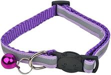 4leggedCompanions Reflective Cat Collar - Breakaway Collar for Cats & Kittens with Reflector, Removable Cat Bell, Adjustable Safety Buckle, Storage Zip Bag (Purple)