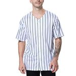 TOPTIE Sportswear Pinstripe Baseball Jersey for Men and Boy, Button Sport Jersey White Black