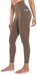 ENERBLOOM Workout Leggings with Pockets for Women High Waist Yoga Pants 7/8 Cream Soft Lightweight Athletic Gym Tights 25" Coffee X-Small