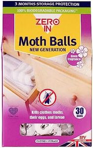 Zero In New Generation Moth Balls - 30-Pack. Place in Wardrobes, Cupboards and Drawers to Kill Clothes Moths, Eggs and Larvae. Fragranced
