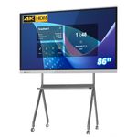 TouchWo 86" Touchscreen Monitor Smart Board, 4K Interactive Presentation Electronic Whiteboard, All-in-One PC, Digital Signage Display for Office & Classroom, Core i5 RAM 4GB+SSD 256GB