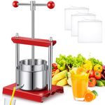 Threlaco Manual Barrels Press 0.53 Gallon/2 L Stainless Steel Manual Wine Press Machine with 2 Stainless Steel Barrels Cider Grape Tincture Vegetables Honey Olive Oil Making Press with T-Handle
