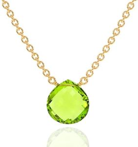 Peridot Necklace for Women, Premium Gold Heart Necklaces for Women - Tarnish Free 18K Gold Vermeil Certified S925 Classic Statement Necklace Gold Jewelry for Women - Mothers Day Gifts for Mom Wife