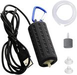 Aquarium Air Pump Fish Tank Bubbler 0.2W Quiet Mini Whisper Fish Tank Aerator, Quiet Oxygen Pump with Air Stone Airline Tubing Sucker and Connector Accessories (Black-1Pack)