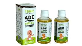 Tankar Gro Healthy ADE Vitamin Baby massage Oil for growth and vigour of babies, contains vitamin A, D, E and olive oil | Safe all skin type 100ML (Pack of 2)