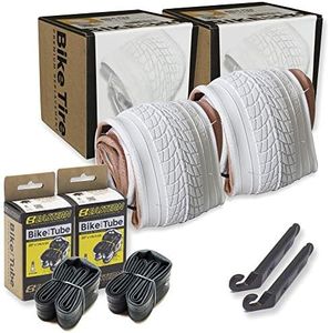 20 Inch Bike Tire Packages for Kids and BMX Tires. Fits 20x1.75 Bike Tube , Tire, Rims, Front or Rear Wheels. Includes Tire Tools. With or Without Tubes. 1 Pack or 2 Pack. WHITE (2 Tires - With Tubes)