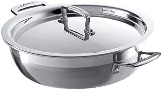 Le Creuset 3-Ply Stainless Steel Shallow Casserole with Lid, 30 x 7.5 cm, Silver, 96202830001000