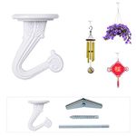 OOTSR 6 Sets Metal Ceiling Hooks, Heavy Duty Swag Ceiling Hooks with Hardware for Hanging Plants/Chandeliers/Wind Chimes/Ornament(White Color), No Chimes