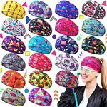 20 Pcs 80s 90s Retro Vintage Workout Headbands for Women Non Slip Sports Sweatbands for Men Neon Elastic Hairband for Fitness Running Cycling Jogging Yoga Ski