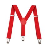 NestNook Kids Braces Y-Shape Children Suspenders for Boys Girls (Red)