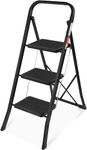 3 Step Ladder, SPIEEK Folding Step Stool with Wide Anti-Slip Pedal, 330lbs Capacity Portable Lightweight Ladders for Home Kitchen Outdoor, Black