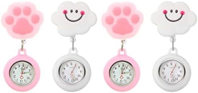 Gatuida 4 Pcs Pocket Watch Student Nurses Fob Watch Fob Watches Cute Fob Watch Clip-on Digital Vintage Hand Watch for Men Watches Miss Silica Gel Clip Delicate