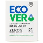 Ecover Zero Non-Bio Laundry Detergent Powder, For Sensitive Skin, Laundry Washing Detergent for Baby Laundry 1 x 25 Wash, 1 x 1.8Kg