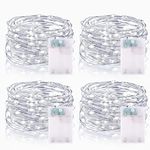 Vacoulery Fairy Lights Battery with Timer, 5m 50 LED Micro Wire Fairy String Lights with Timer Indoor Outdoor Lighting, Bedroom, Wedding Decor, Birthday Party Decoration (4 Packs, Cool White)