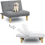 KAIRUITUCH Armless Mini Futon Couch, Adjustable Backrest Small Couches Sofa, Convertible Corner Couches for Small Spaces Living Room Apartment Home Office Studio Dorm, Grey Dog Couch 306LG1