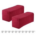 uxcell 2pcs Stretch Armrest Covers for Chairs/Sofas, Couch Arm Covers with Twist Pin, Furniture Protector Slipcovers for Sofa Chair Recliner Wine Red