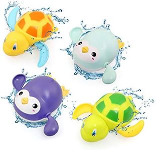 BelleStyle Bath Toys for Kids, Baby Wind Up Bath Toys, Swimming Water Floating Turtle Penguin Clockwork Bathtub Pool Toy Game for Kids Boys Girls Toddlers Baby Bath Time
