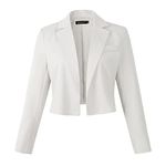 Beninos Womens Long Sleeve Open Front Crop Blazer Jacket (806 White, L)