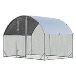 GYMAX Walk In Chicken Coop, Large Spire/Round-Shaped Hen Poultry House with Waterproof and Sun Protection Cover, Galvanized Rabbits Habitat Cage for Backyard Farm (Round-Shaped, 280 x 190 x 195cm)