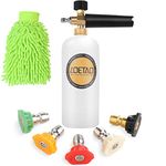 LOETAD Foam Cannon Pressure Washer Foam Gun Car Wash Kit with 1/4-Inch Quick Connector, 5 Pressure Washer Nozzle Tips