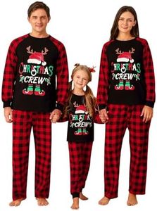Weixinbuy Christmas Pajamas for Family Plaid Deer Christmas Pjs Sleepwear Matching Christmas Pjs for Family Couple Adult Kids