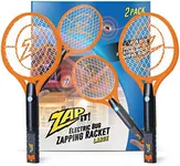 ZAP iT! Electric Fly Swatter Racket and Mosquito Zapper - High Duty 4,000 Volt Electric Bug Zapper Racket - USB Rechargeable Fly Zapper Indoor Safe - 2 Pack (Large, Orange)