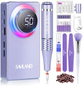 Saviland 50000RPM Nail Drill for Acrylic: 2024 High Tech Fast Removal Electric Nails Drill Kit 6000mAh Rechargeable Machine Dremal Professional Drill Bit Nail File Buffer Tools Salon Manicure Pedicure