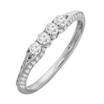 DazzlingRock Collection 0.50 Carat (ctw) Round White Diamond Stackable Wedding Ring 1/2 CT, 14K White Gold, Size 6.5