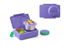 OmieBox UP bento Box for Kids | Insulated Lunch Box | Leak Proof Insulated Food jar | Cooler ice Pack | 2 Compartments (Galaxy Purple), 12 Ounces