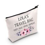 POFULL Lola Gift Best Lola Gift Lola Birthday Gift Lola’s Travel Bag Visit Hug Spoil Repeat Travel Cosmetic Pouch, Lola’s Travel Bag