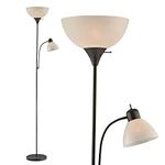 Adjustable Black Floor Lamp With Reading Light - Lampe Sur Pied - Susan Modern Standing Floor Lamps For Living Room, Office Lamp 72" Tall 150 Watt Pole Lamps For Living Room With Side Reading Light