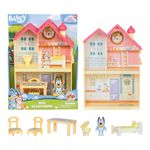 Mini Bluey Home Playset Compact House Playset With Carry Handle Three Different Rooms Kitchen, Bedroom and Bathroom Includes Bluey Figure With 5 Play Pieces, Blue