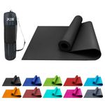 Xn8 Sports Yoga Mat, Non Slip Exercise mat, 6mm Thick Workout Mat, Best for Pilates Gymnastics Gym Meditation & Stretching, Lightweight with Carry Strap for Travel & Outdoor Men & Women Black