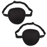 SWKJ 2 PCS Set Eye Patch Single Eye Mask with Adjustable Buckle Soft and Comfortable Pirate Eye Patch for Adults and Kids for Amblyopia Lazy Eye- Black