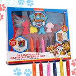 Toyland® Paw Patrol Bathtime Set -Crayon & Stencil Set With Sea Patroller Storage Bag - Bath Toys - Suitable ages 3+