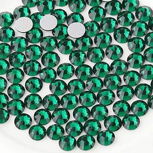 BEADSLAND 1440 PCS Strass à Dos Plat Pierres précieuses Rondes pour Nail Art et Craft Glue Fix, Emeraude (SS16(3.8-4.0mm))