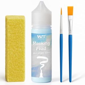WAN2TLK Masking Fluid for Watercolor Painting 60ml Blue with a Paintbrush and Eraser - Art Masking Fluid Pen Watercolor Medium Art Supplies for Artists