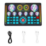 Q7 Live Sound Card, Live Sound Board, Voice Changer Audio Mixer, Sound Effects Board, for Live Streaming Podcasting Recording, Led Light, Dj Mixer, Soundboard, Voice Changer, Black