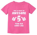 TeeStars - This is What an Awesome 5 Year Old Looks Like Funny Kids T-Shirt 4T Pink