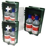 Blue Lion HSE Eye Wash Care First Aid Medical Station Kit Case Wall Mountable - Triple Station Pack