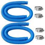 Pool Hoses Pool Pump Replacement Hose, 1.25 x 59 inch Above Ground Pool Hoses Tubes Compatible with Intex Filter Pump 607, 603, 637, 2 Pack Hose 4 Clamps