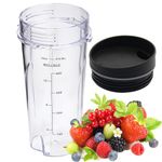 16oz Replacement Cup for Ninja QB3001SS BL770 BL660 Fit Compact Personal Blender, Blender Replacement Parts Single Serve 16oz Cup with Lid Compatible with Ninja BL771 BL740 BL780 BL810 BL820 BL830