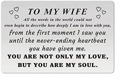 HAMYUTA To My Wife Card Gifts from Husband Stainless Steel Engraved Wallet Card I Love You Gifts for Wife Anniversary Valentines Day Card for Her Birthday Christmas Presents from Husband (Wife)